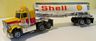 AFX Peterbilt Shell tractor yellow with red and white, and Shell trailer