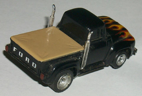 AFX slotcar'56 Ford pickup black with yellow and red flames