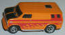 Ford custom van, orange with red flames