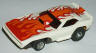 AFX slotless screecher Cuda funny car, white with orange and red flames