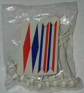 Gilbert flagpoles with flag sticker sheet, set of 12.