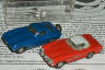 Lionel Corvette and orange Mercedes side views